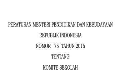 Permandikbud No.75 Tahun 2016 Tentang Komite Sekolah